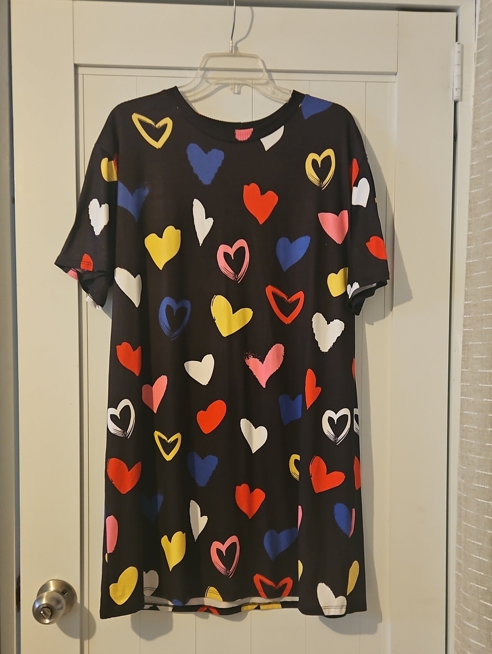 Black Heart Print Dress - Multicolor Hearts